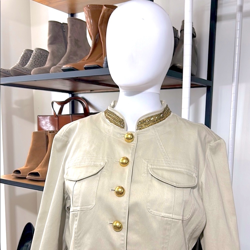 Michael Kors Beige military Jacket with Gold Accents